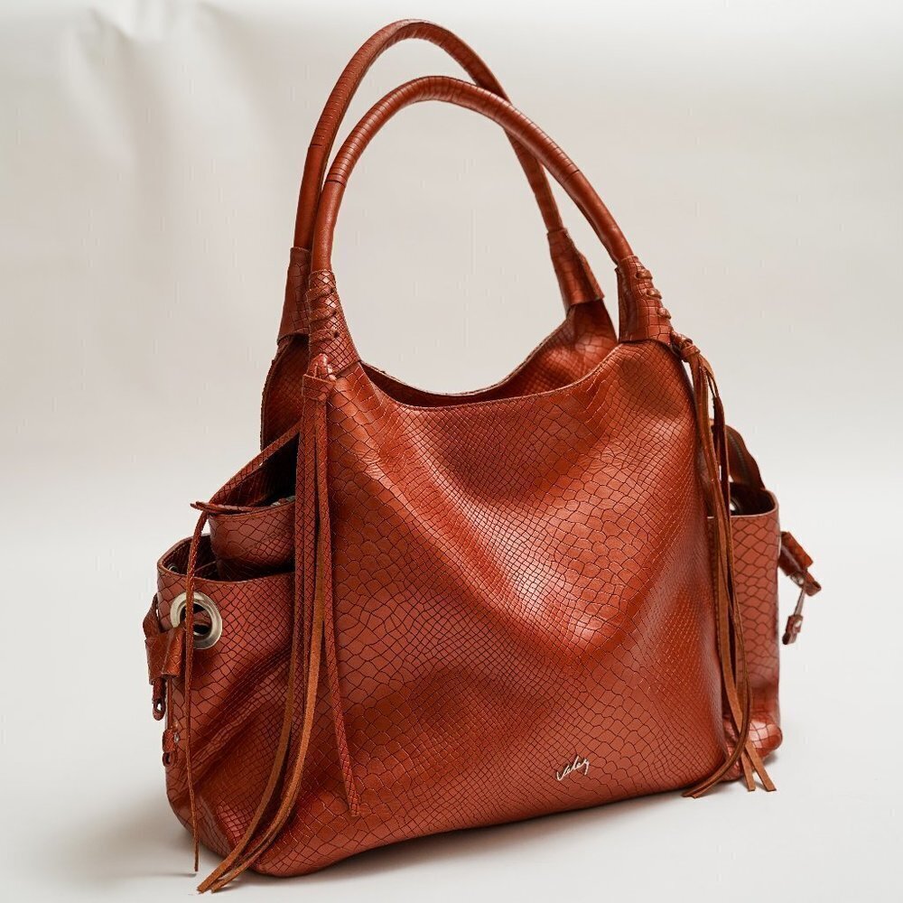 FIRM PRICE 
NWOT VELEZ Metallic Orange Leather Shoulder Bag